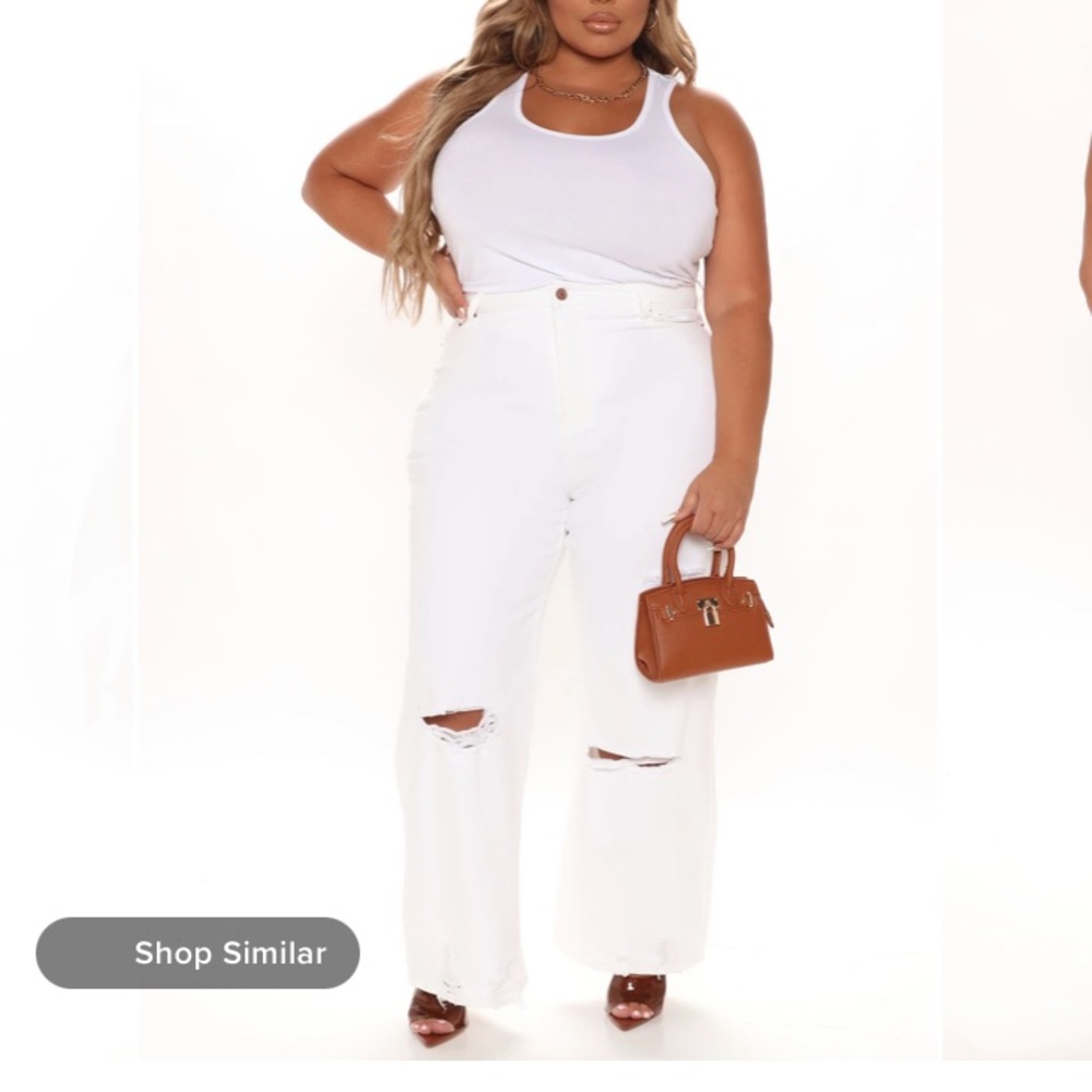 Fashion nova white distressed wide leg jeans size 20 never worn 👖